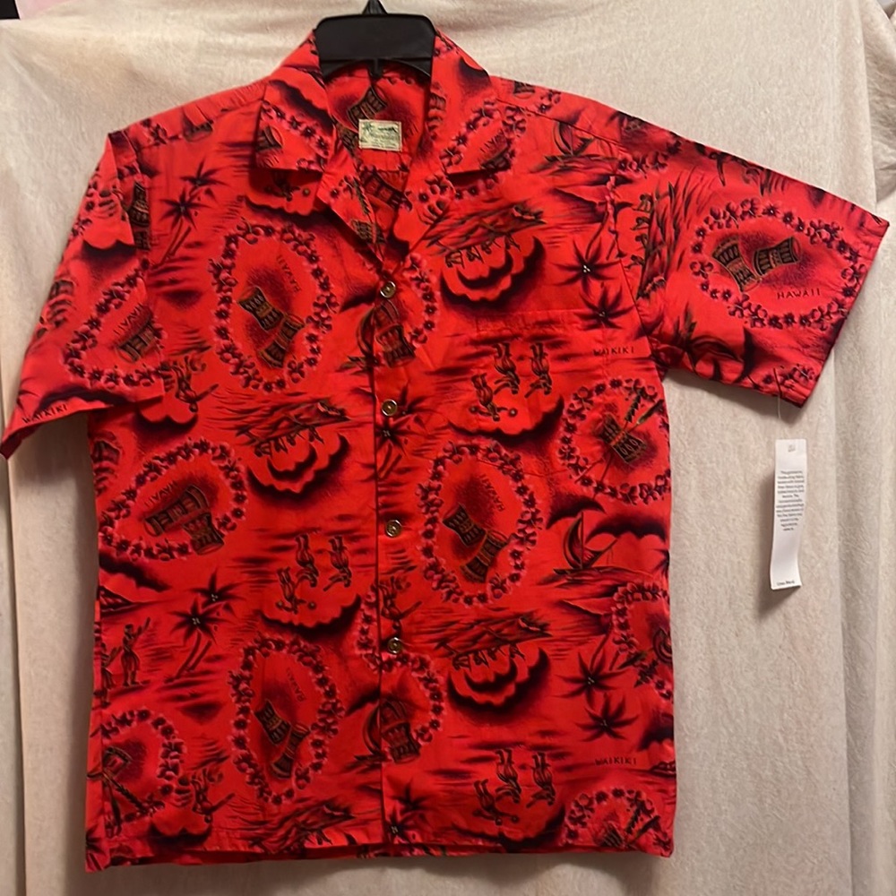 Hawaiian Vantage 100%cotton New Red Top For Men size L